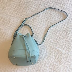 Merona mint leather pullstring bag